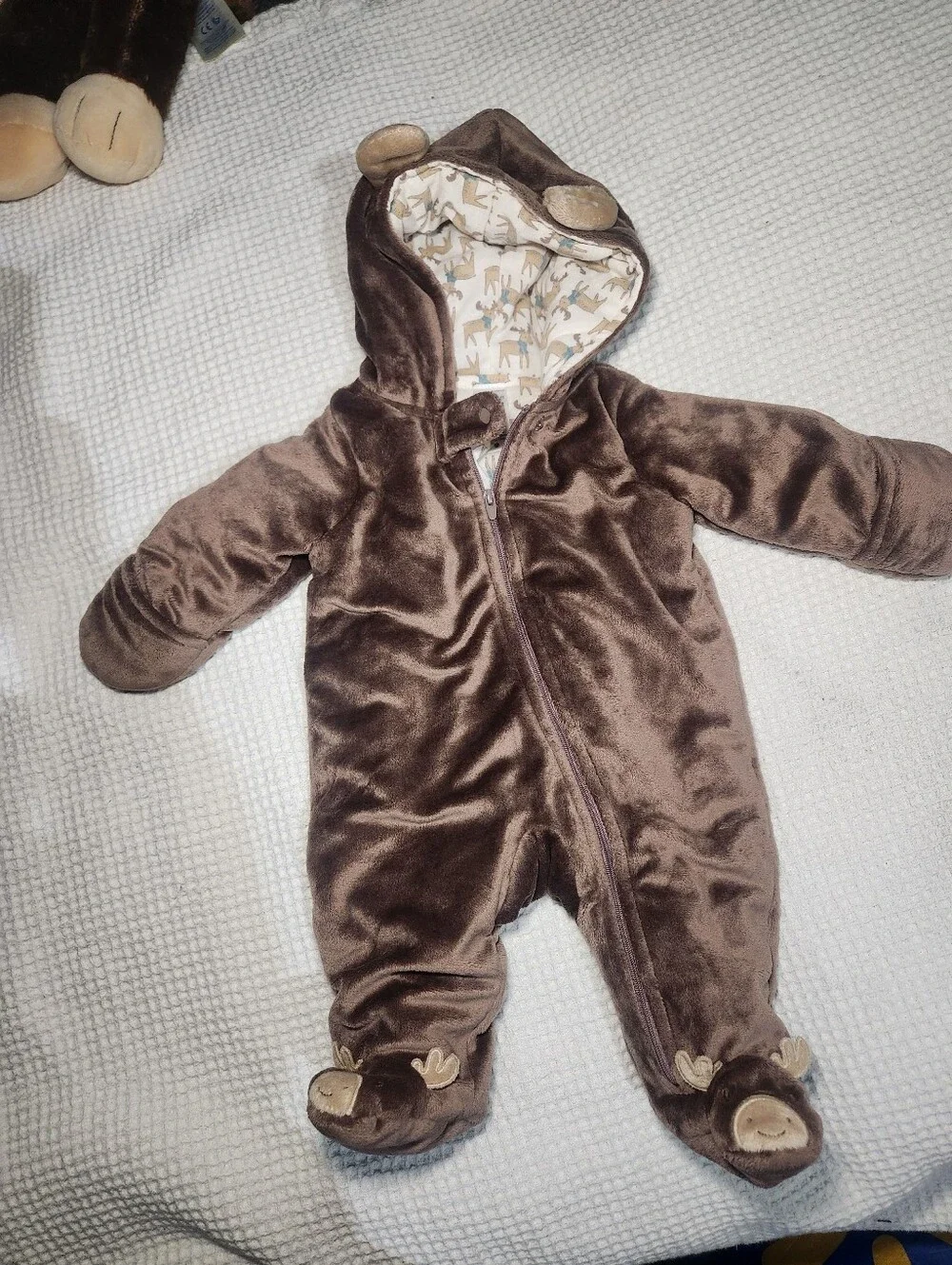 Carter's Brown Baby Moose Footed Warm for Winter - 3Months
